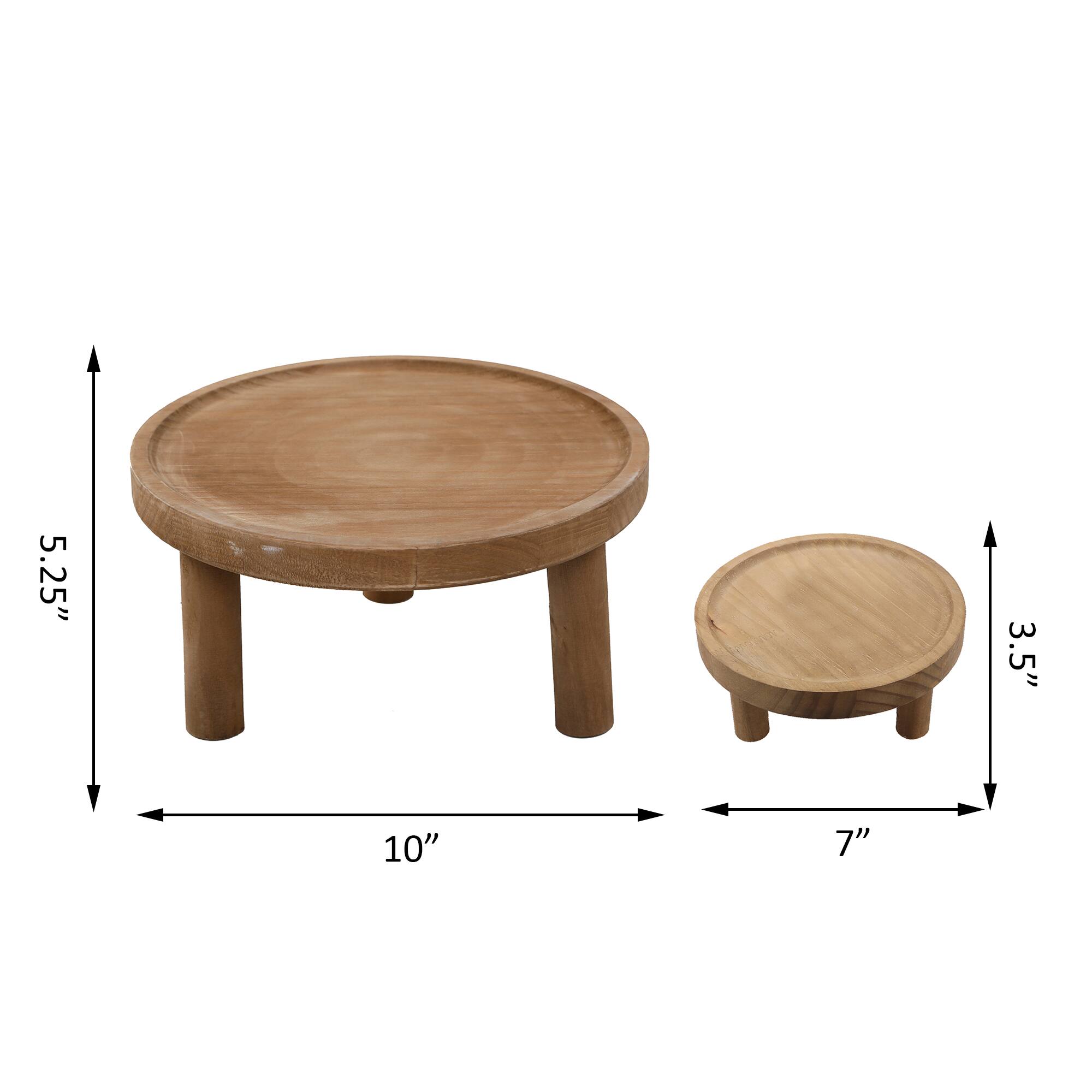 Flora Bunda 10" & 7" Footed Wood Plant Stand Set